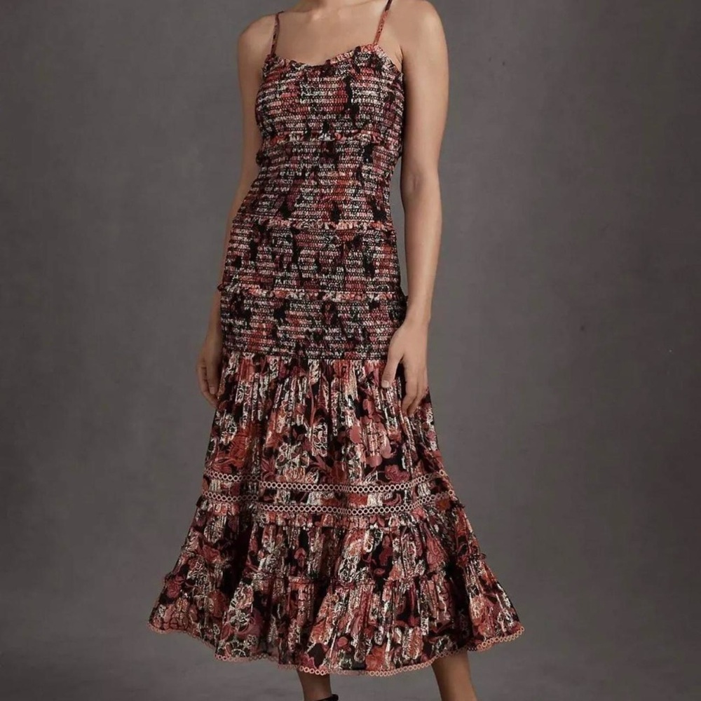 Anthropologie Hemant & Nandita x Crimson Maxi Dress EUC Large